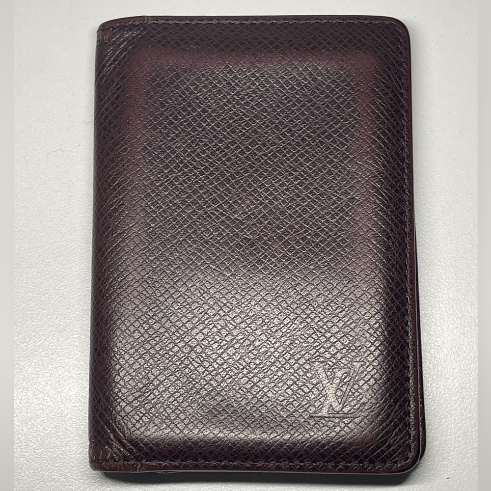 LOUIS VUITTON VINTAGE TAIGA BORDEAUX POCKET ORGANIZER CARD CASE